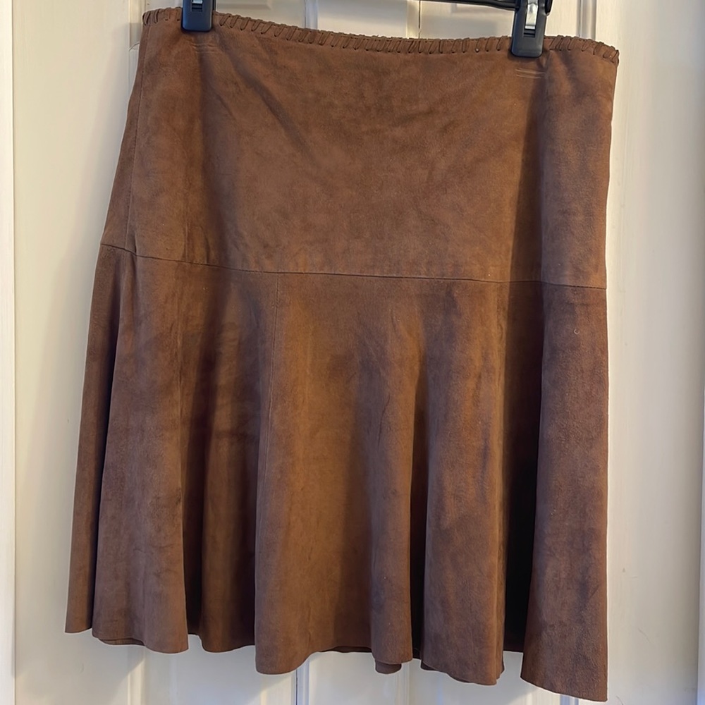Ralph Lauren Brown Suede Leather Skirt